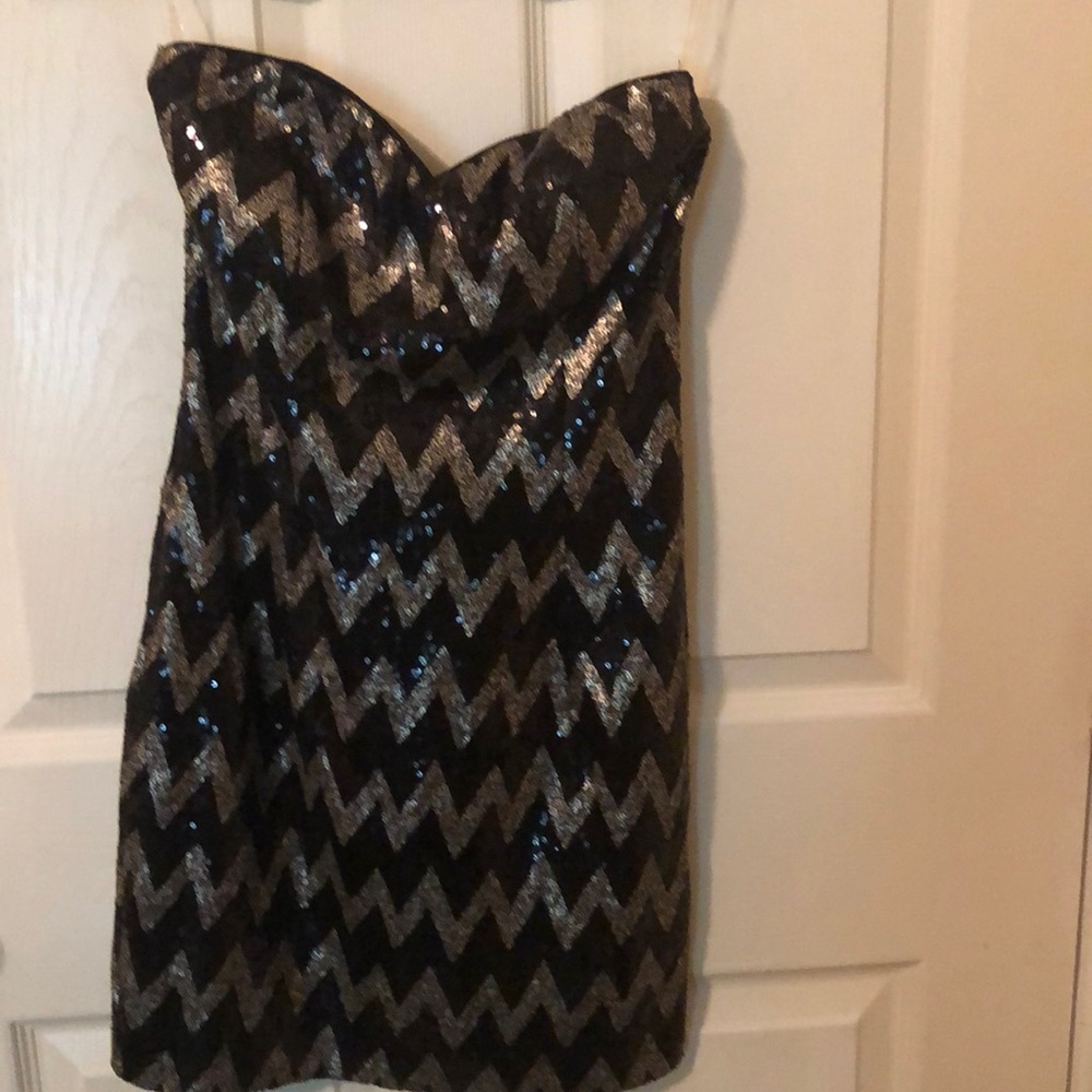 Black/gold tube top dress